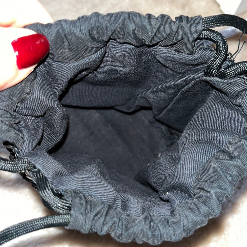 Black Sequined Round Drawstring Wristlet Bag - image 6